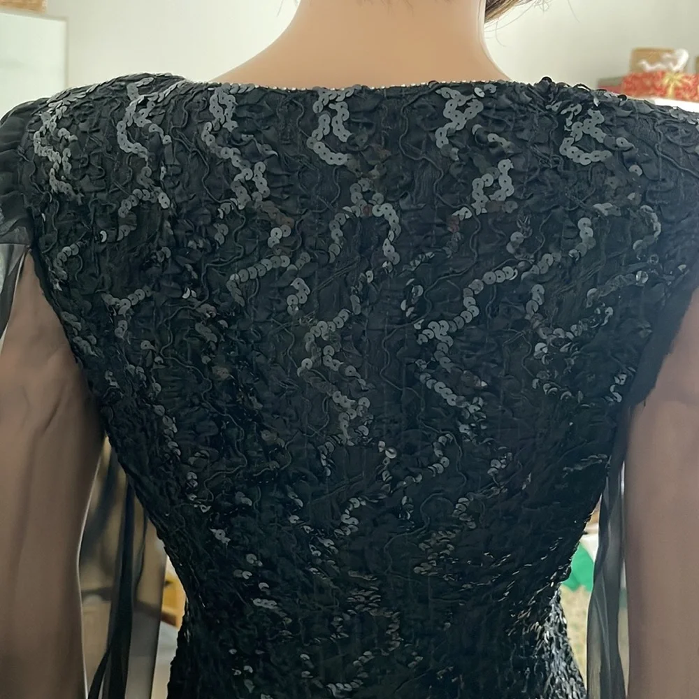NWOT Vintage Black Sequin and Chiffon Statement Blouse J. Benjamin